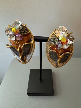 Stunning Authentic Vintage 1988 Amy Lacombe Statement Clip-On Earrings
